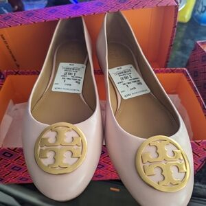 Tory Burch Blush Flats with Gold Emblem